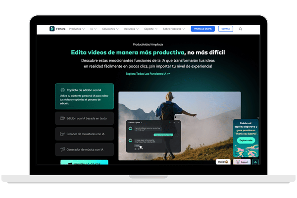 Wondershare Filmora crea videos con IA